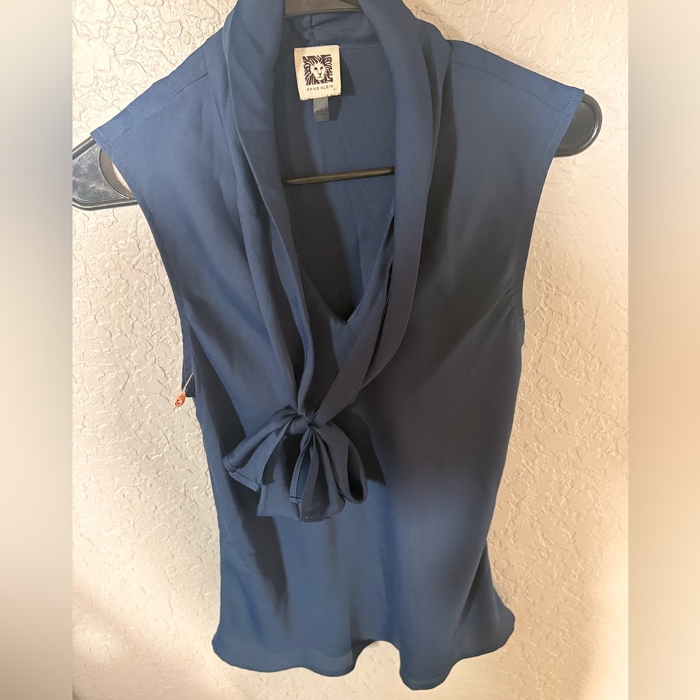 Anne Klein Navy Sleeveless Blouse